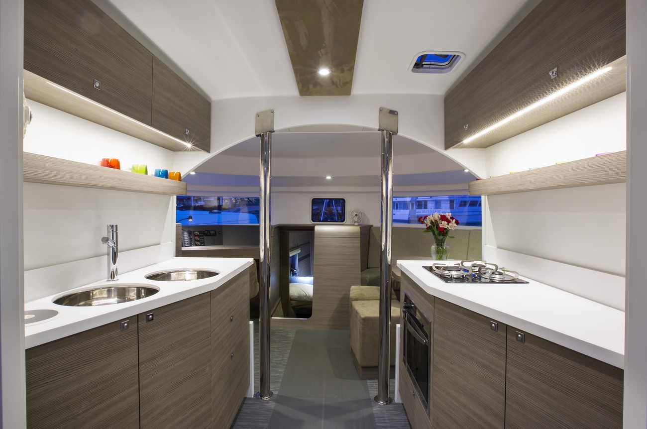 Interiors onboard Neel 45 in Miami, FL.