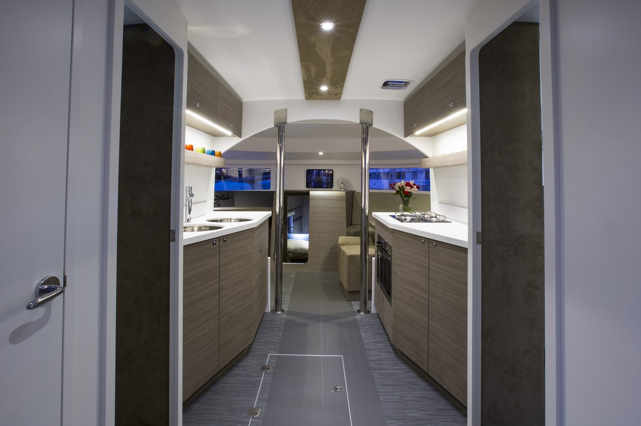 Interiors onboard Neel 45 in Miami, FL.